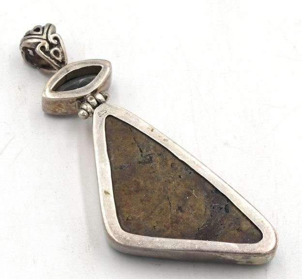 Vintage 925 sterling silver Lapis, Turquoise and mystic topaz pendant