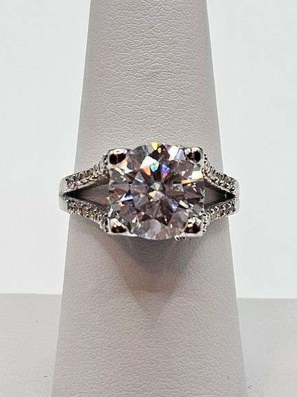Sparkling 5.75 Ct 14 Kt White Gold Plated Engagement Ring