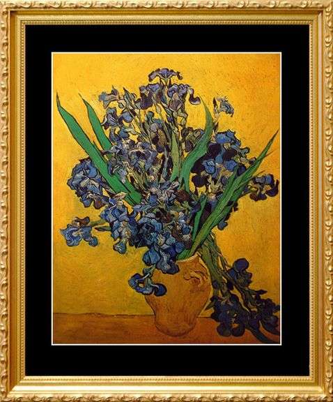 Vincent Van Gogh, Vase with Irises Against a Yellow Background