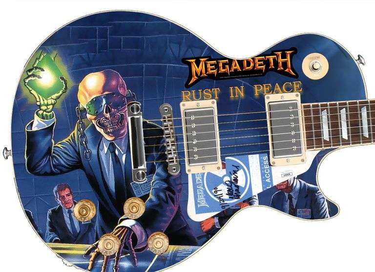 Dave Mustaine of Megadeth Signed Custom Graphics Rust In Peace LP Guitar JSA