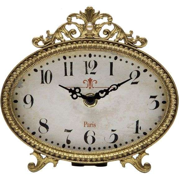 Vintage French Turquoise Rococo Style Desk Clock
