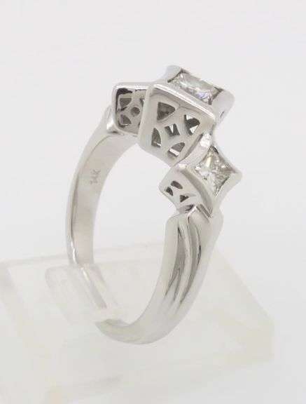 Three Stone Princess Cut Diamond Ring