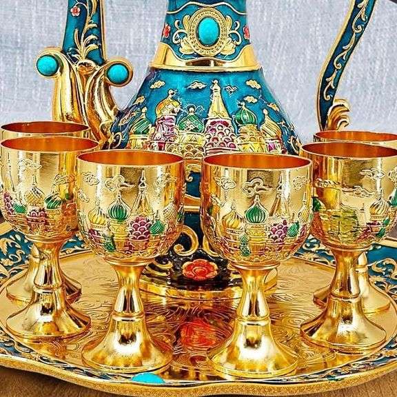 Vintage Turkish Coffee Pot and Tea Set with Tray