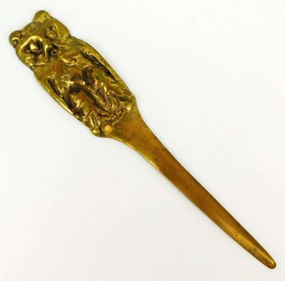 Vintage Heavy Brass Owl Letter Opener