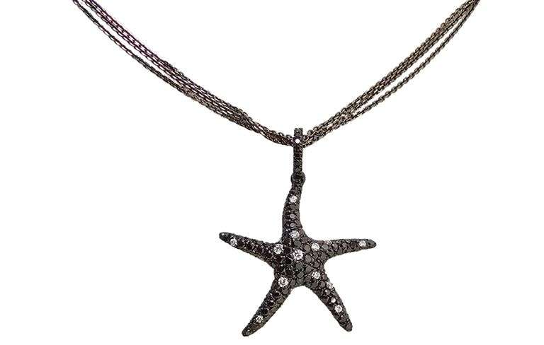 Black Gold 18K Pendant with 14K Chain - 0.65 Ct Natural Black Diamond, 5.3 Grams