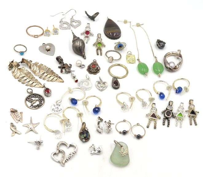 Group lot of Vintage 925 sterling silver earrings and charms