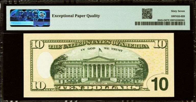 Superb Crisp 2017A $10 Note Cleveland-Repeater Serial Number 67776777 PMG 67 EPQ!