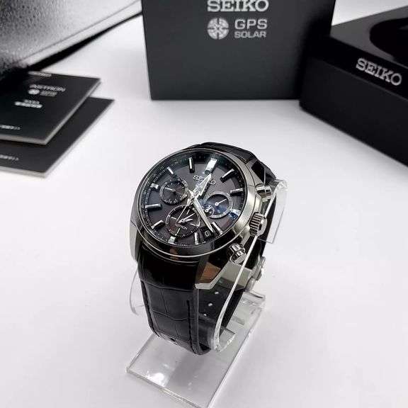 SEIKO ASTRON GPS SOLAR 5X53-0AJ0 42mm Watch Black Leather Strap