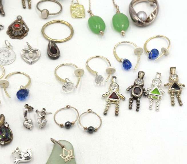 Group lot of Vintage 925 sterling silver earrings and charms