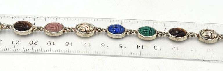 Vintage 925 sterling silver colorful gemstone bracelet