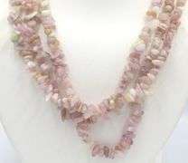 3 Row Rose quartz necklace with heart shaped clasp