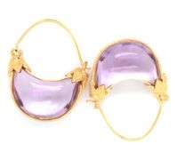 14kt Yellow gold Amethyst earrings with Micro beading