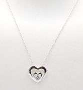 925 Sterling silver Grandma cubic zirconia double heart pendant on chain
