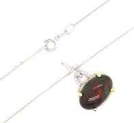 14kt White gold 3.74ct Black opal and diamond pendant on chain