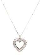14kt White gold 0.80ctw diamond heart shaped pendant on chain