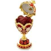 Red Faberge Egg Music Box with Pearl on Top