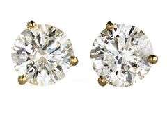 3.30ctw Round Diamond Solitaire Stud Earrings in 14K
