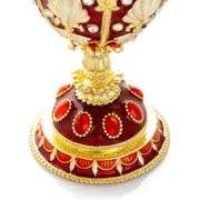 Red Faberge Egg Music Box with Pearl on Top