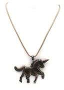 Vintage 925 sterling silver Unicorn pendant on Italian chain necklace