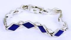 Vintage Sterling Lapis Bracelet, 8 Inches