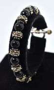 Black Onyx and Red Garnet Gemstone Bracelet with 10K Yellow Gold Plating in Sterling Silver