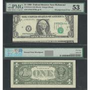$1 1988 FRN Faulty Alignment =2 Notes on Face= PMG Abt Unc 53