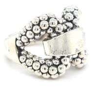 925 Sterling silver Lagos Caviar Derby beaded buckle band