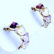 14K Multi-Colored Gemstone Half Hoop Earrings