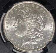 1885 0 Brilliant Uncirculated Morgan $1 NGC With Original Bag Fragment