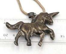 Vintage 925 sterling silver Unicorn pendant on Italian chain necklace