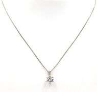 925 Sterling silver round crystal pendant on Italian box chain necklace