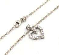 Vintage 925 sterling silver heart shaped crystal pendant on chain necklace