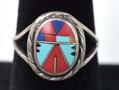 Multi-Gemstone Inlay Ring in Sterling Silver