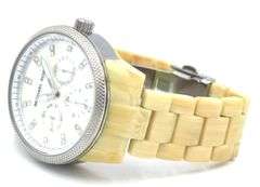 Micheal Kors Ritz multi function crystal white horn acrylic watch