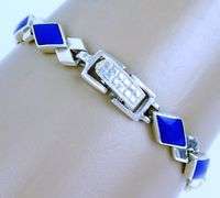 Vintage Sterling Lapis Bracelet, 8 Inches