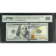 $100 2017-A FRN Mini Down Ladder 00006543 PMG Gem Unc 66EPQ