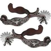 Antiqued Spurs with German Silver Hand Engraved Trims & Jingle Bobs