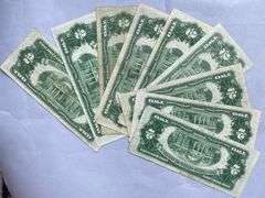 9 Red Seal $2 US Notes