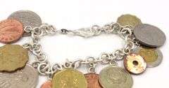 925 Sterling silver coins charm bracelet