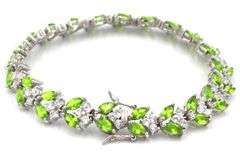 925 Sterling silver cubic zirconia leaf link bracelet
