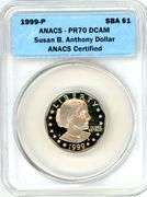 1999-P Susan B Anthony Proof Silver Dollar in PR70 DCAM