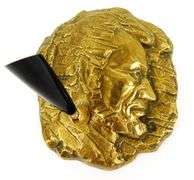Vintage Abe Lincoln Brass Pen Holder