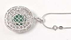 Inspiring 11.34CTS Natural Cabochon-Cut Emerald & 3.98CTW White Sapphire Gemstone Pendant Necklace i