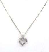 Vintage 925 sterling silver heart shaped crystal pendant on chain necklace