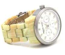 Micheal Kors Ritz multi function crystal white horn acrylic watch