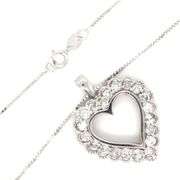 14kt White gold 0.80ctw diamond heart shaped pendant on chain