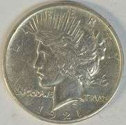 Key date 1921 Peace Silver Dollar. First year issue