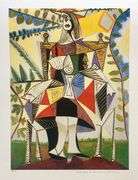 Collectible Pencil Numbered Pablo Picasso, Girl In Colorful Dress