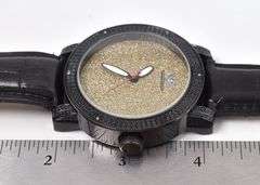 Stunning Diamond King Black and Gold Wrist Watch