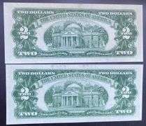 2 Unc 1963 $2 Red Seal US Notes